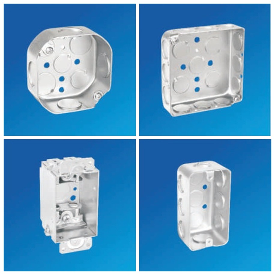 Drawn steel octagon box, square box, switch box and handy box